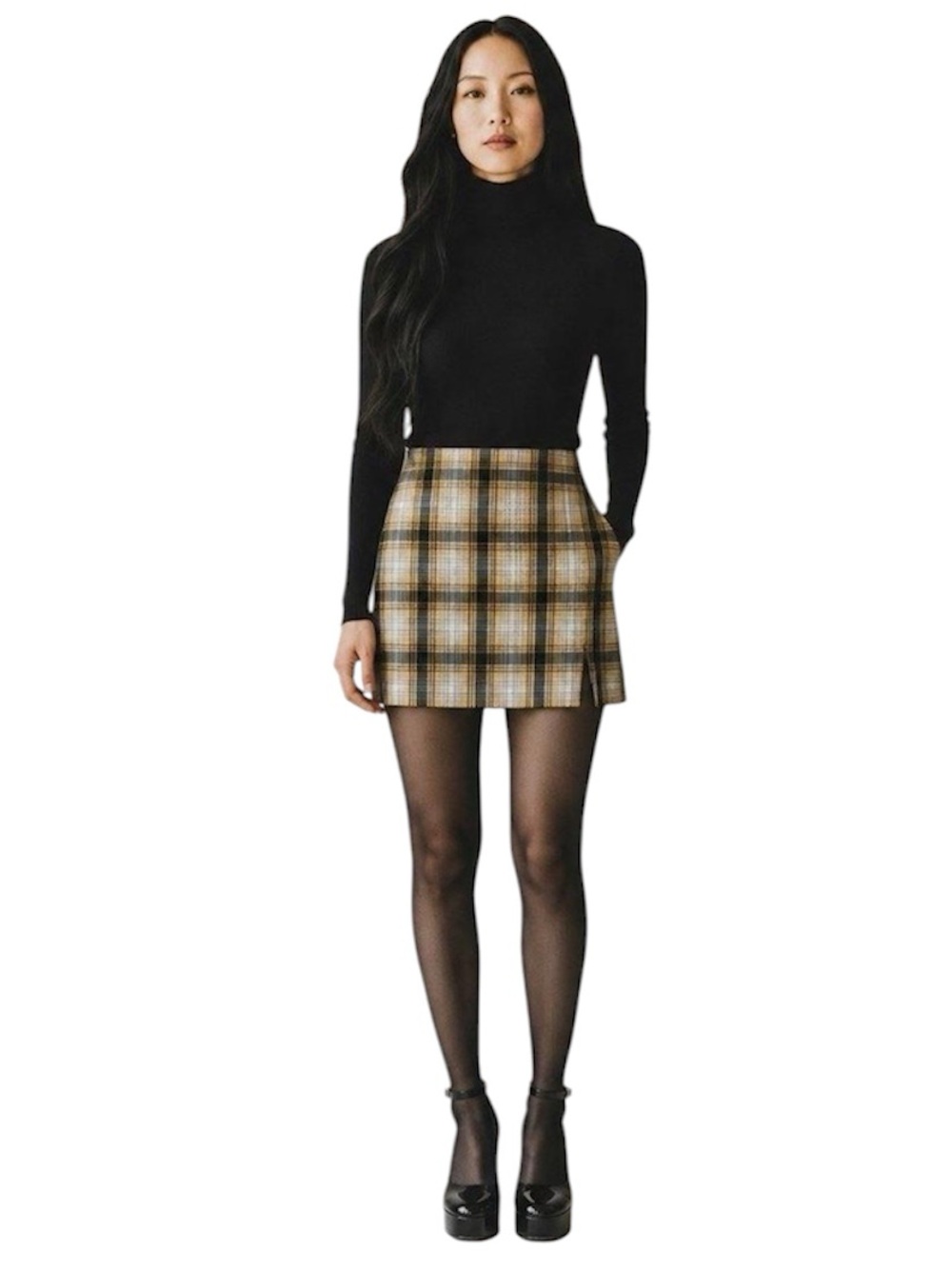 Urban Outfitters Yellow & Black Plaid Mini Skirt Clueless Y2K Vibe Size S